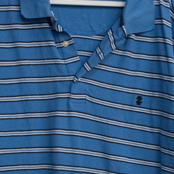 Izod Mens Advantage Polo Shirt Blue Striped Size 3XB Short Sleeve Cotton - Picture 3 of 8
